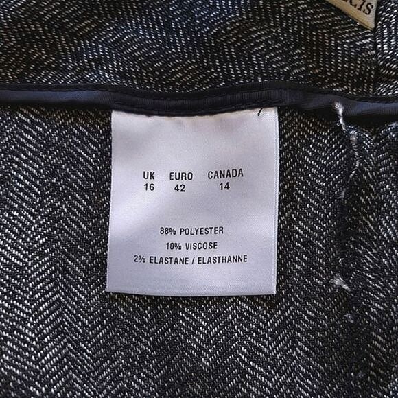 Vtg Y2K Precis charcoal grey herring bone wide leg dress pants - Picture 4 of 11